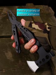 15 In 1 Multitool Camping Axe Pliers Outdoor Camping Fire Making Tool Folding Knife Pliers Hammer Portable Life Saving Axe