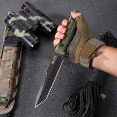Army green high hardness tactical straight knife