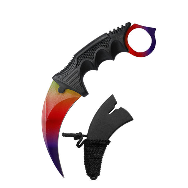 CS GO game style colorful camping survival eagle karambit knife