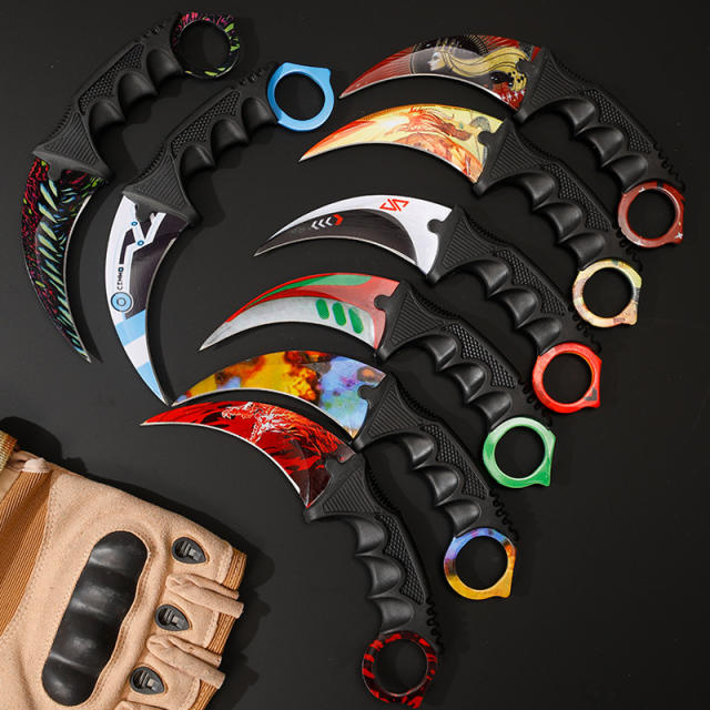 CS GO game style colorful camping survival eagle claw knife