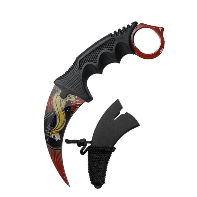 CS GO game style colorful camping survival eagle karambit knife