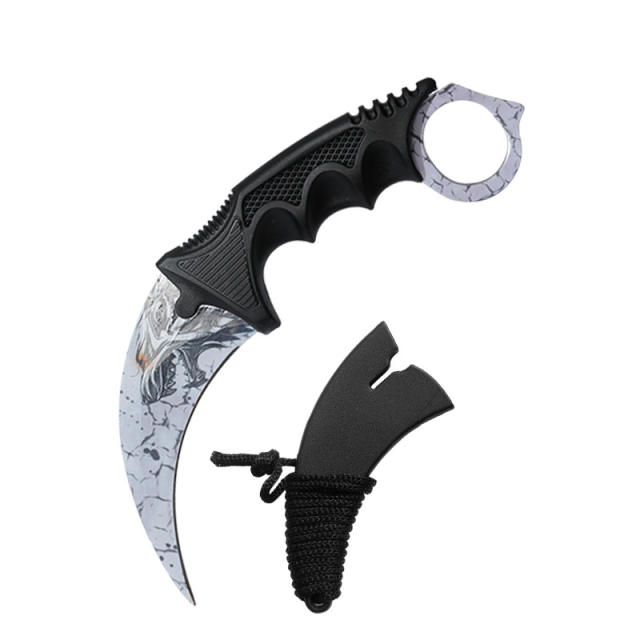 CS GO game style colorful camping survival eagle karambit knife