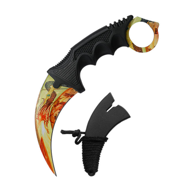 CS GO game style colorful camping survival eagle karambit knife