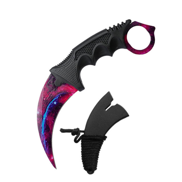 CS GO game style colorful camping survival eagle karambit knife