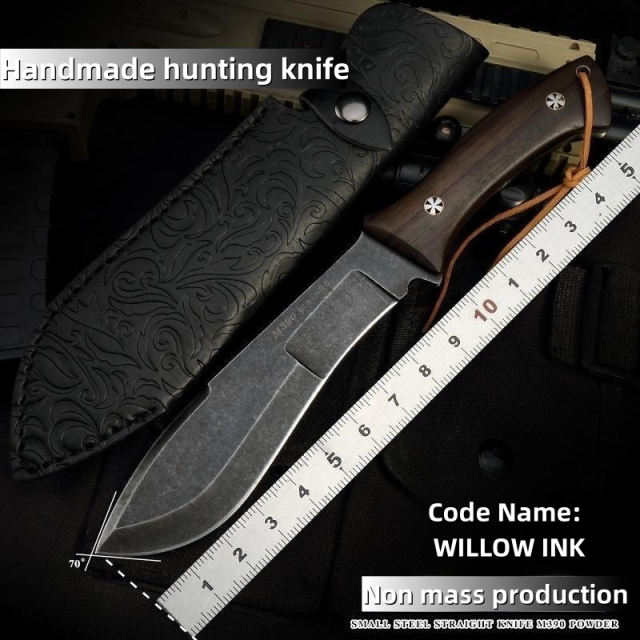 WILLOW INK M390 keel integrated sandalwood handle outdoor knife