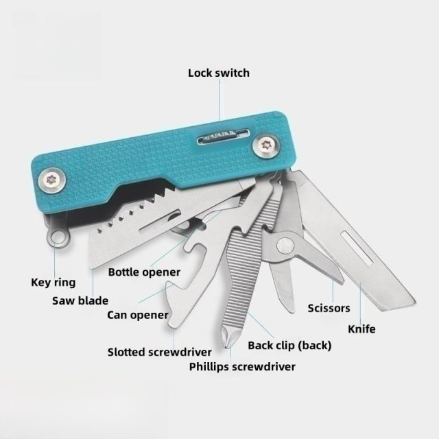 13-in-1 multifunctional and cost-effective 420 stainless steel + ABS surface pocket knife
