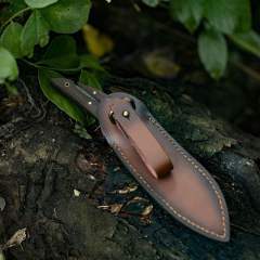 Feather Damascus Pattern Rosewood Tactical Knife