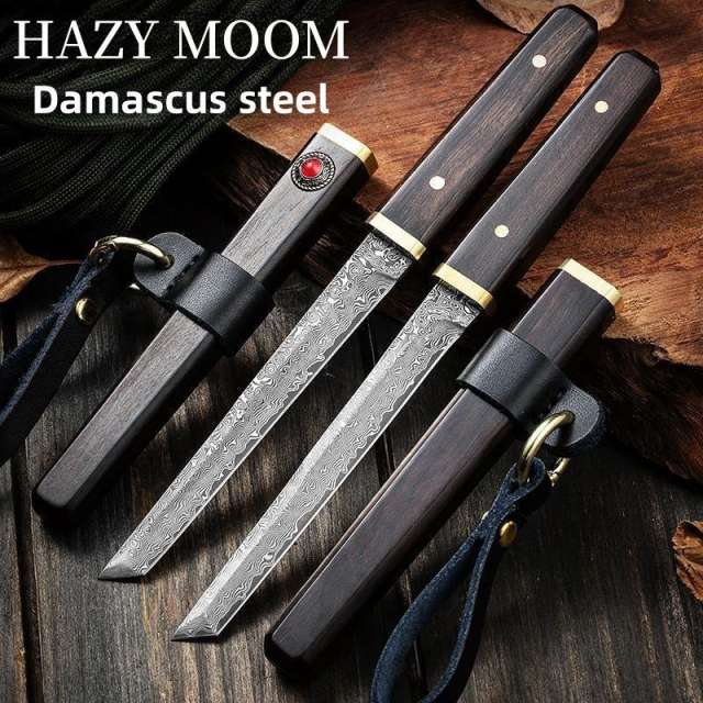 HAZY MOOM VG10 Japanese Style Steel Core Damascus Stainless Steel Outdoor Survival Knife