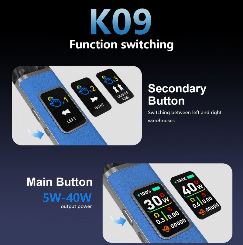 K09 power adjustment button and interface