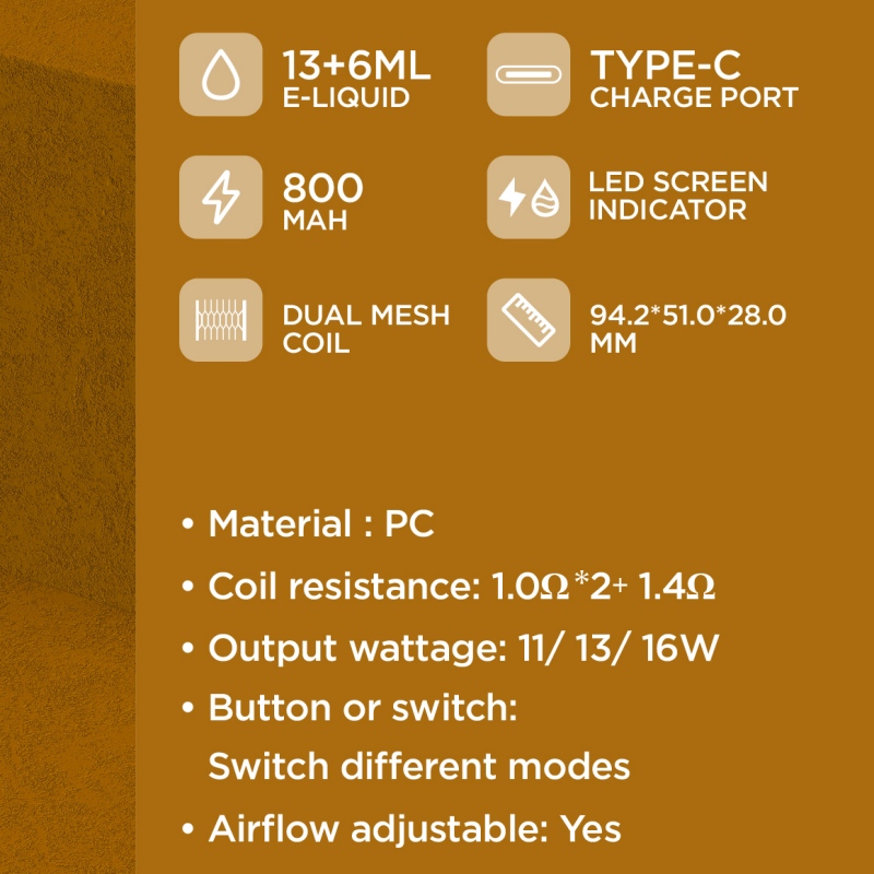Technical specification diagram outlining the dimensions and features of the Y13 platform