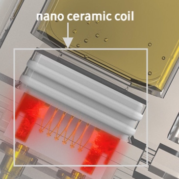 Close-up view of the nano ceramic heating coil used in AD8720