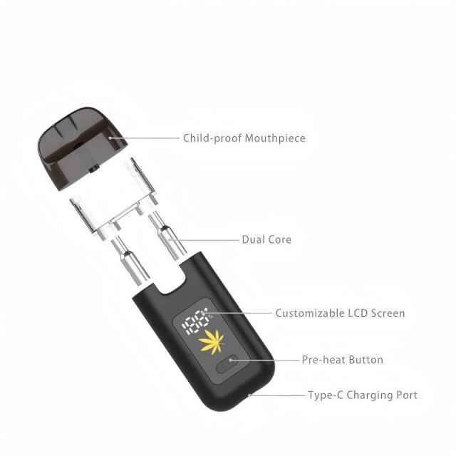 AD7010 dual coil cbd vape pen exploded view
