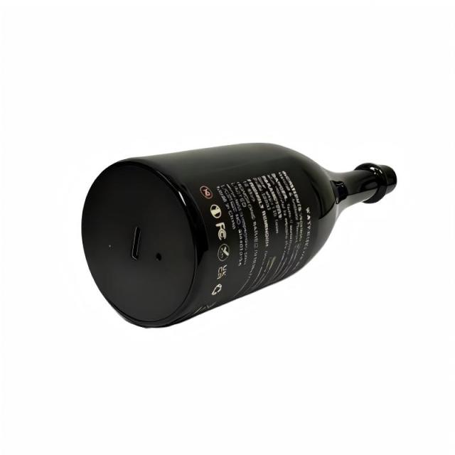 Champagne Bottle 30000 Puffs disposable vape side view with bottom Type-C charging port and 20ml e-liquid