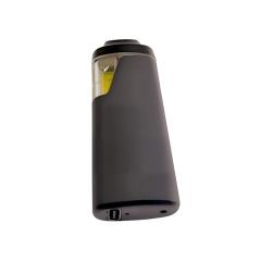 Bottom view of postless CBD disposable showing USB charging port, rechargeable battery for extended use