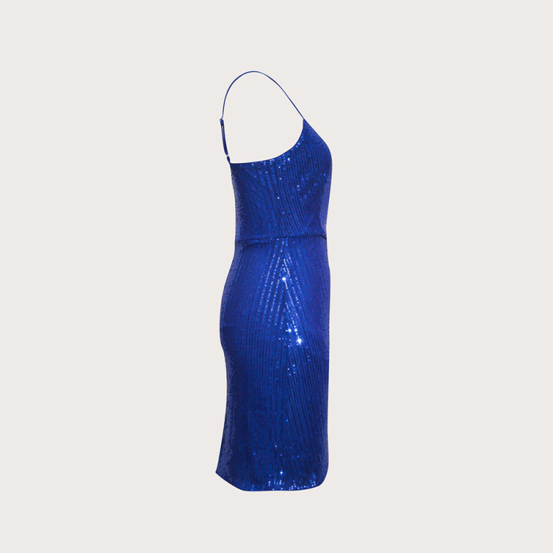 Women's evening party wrap hip dress irregular sequin halter dress 21.125