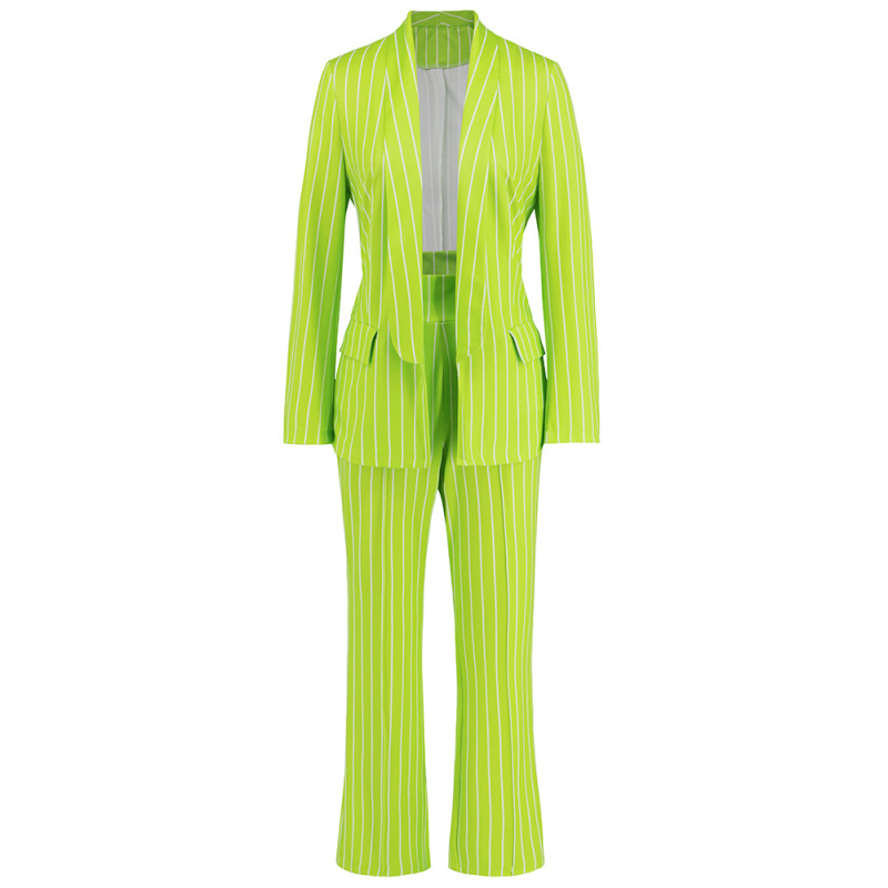 Winter new fashion casual striped small suit jacket + straight leg trousers suit two sets 001.2
