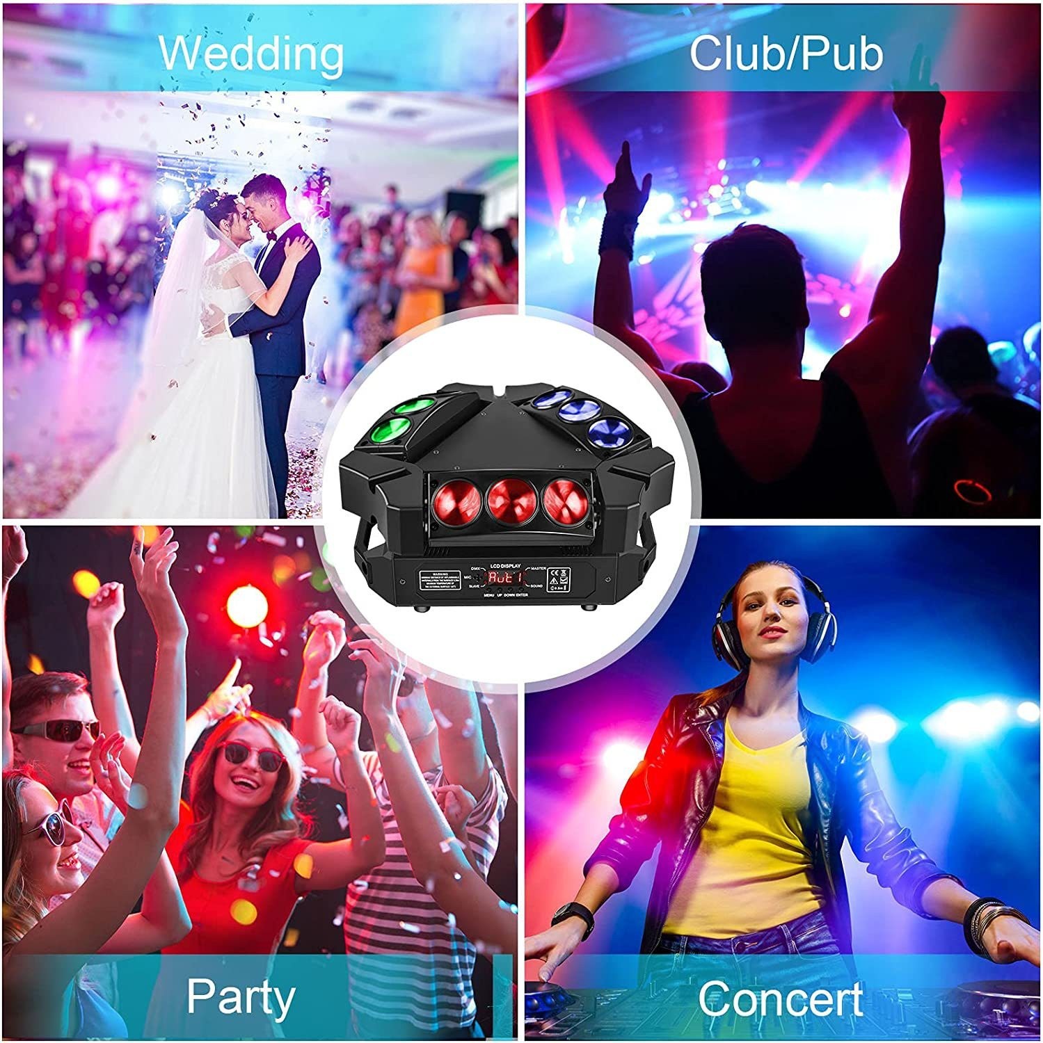 MINI 9Head Moving Head Light RGBW DJ