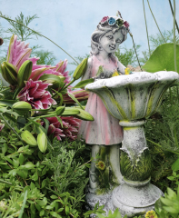 Big Size Figurine Resin Crafts Garden Ornament Flower Fairy Angel Little Girl Wear Flower Hat Solar Blue Light Sculpture Garden Statue For Home Yard Halloween Christmas Decoration