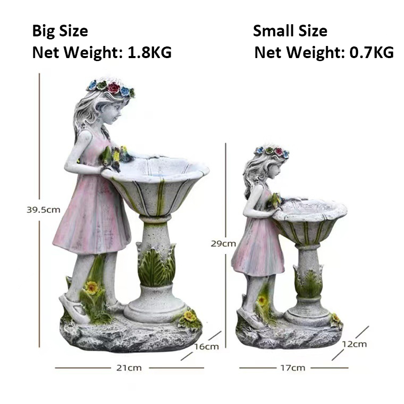 Big Size Figurine Resin Crafts Garden Ornament Flower Fairy Angel Little Girl Wear Flower Hat Solar Blue Light Sculpture Garden Statue For Home Yard Halloween Christmas Decoration