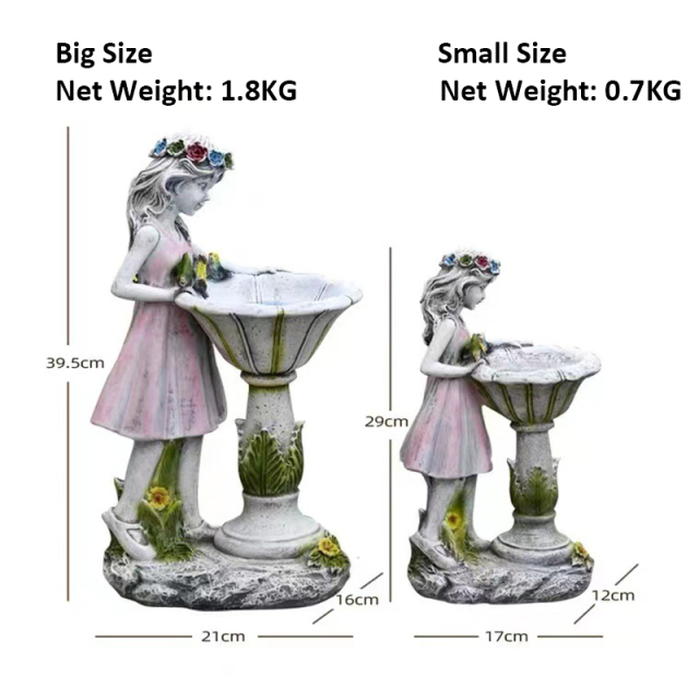Big Size Figurine Resin Crafts Garden Ornament Flower Fairy Angel Little Girl Wear Flower Hat Solar Blue Light Sculpture Garden Statue For Home Yard Halloween Christmas Decoration