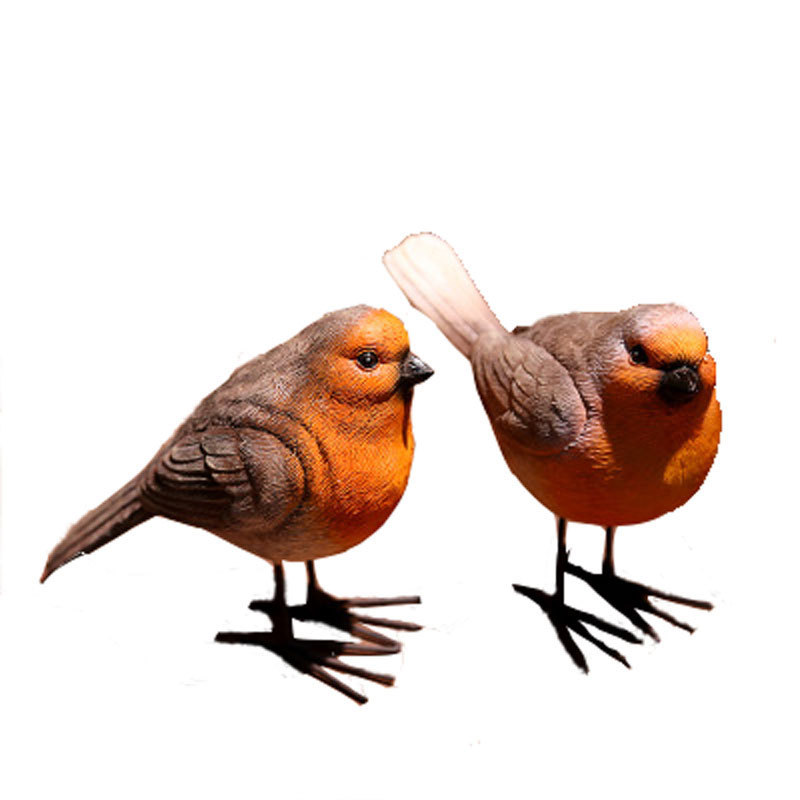 Polyresin Garden Robin Birds Ornaments Backyard Decor Statues Indoor Furnishings for Yard and Patio Lawn Outdoor Home Decoration