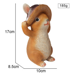Resin Brown Wearing Mushroom Watermelon Hat Rabbit Cute Decorative Reading Book Bunny Handmade Sculpture for Easter Halloween Party Christmas Decoration