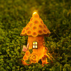 Solar Resin Yellow Sunflower Lighting Tree House Decorative Ornaments for Easter Festival Garden Villa Lawn Courtyard Decoration