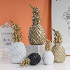 Resin Artificial Pineapple Desktop Ornament Fruit Shape Decoration Golden Black White Crafts for Home Living Room Party Gifts