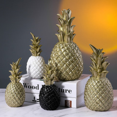 Resin Artificial Pineapple Desktop Ornament Fruit Shape Decoration Golden Black White Crafts for Home Living Room Party Gifts