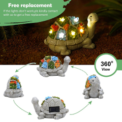 Resin Solar Garden Statue Turtle Figurine with Succulent LED Lights Lawn Decor Tortoise for Balcony Ornament Unique Housewarming