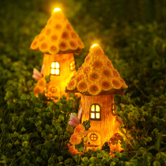 Solar Resin Yellow Sunflower Lighting Tree House Decorative Ornaments for Easter Festival Garden Villa Lawn Courtyard Decoration
