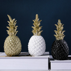 Resin Artificial Pineapple Desktop Ornament Fruit Shape Decoration Golden Black White Crafts for Home Living Room Party Gifts