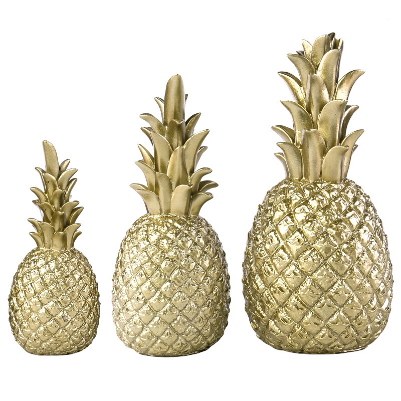 Resin Artificial Pineapple Desktop Ornament Fruit Shape Decoration Golden Black White Crafts for Home Living Room Party Gifts