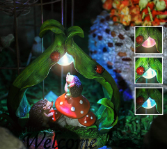 Resin Decorative Garden Solar Animal Ornaments Creative Hedgehog Light Mushroom LED Lamp Figurine with Welcome Landscape Brand