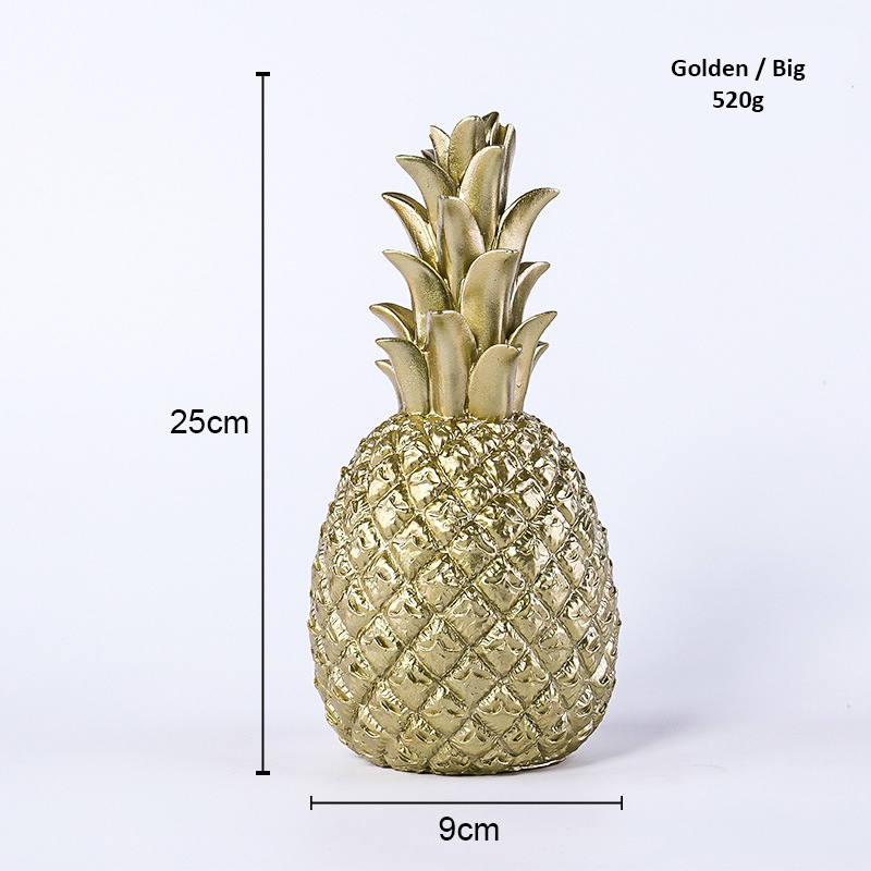 Resin Artificial Pineapple Desktop Ornament Fruit Shape Decoration Golden Black White Crafts for Home Living Room Party Gifts