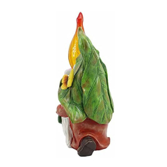 Garden Resin Lighting Gnome Statue Dwarf Figurine Carrying Magic Flame Torch with Solar LED Lights Winter Decorations for Patio Lawn Christmas Easter Halloween