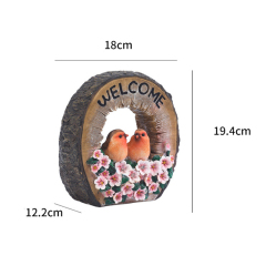 Resin Butterfly Purple Flower Solar Crack Glass Ball LED Light with Welcome Sign board for Garden Housewarming Party Decoration