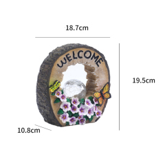 Resin Butterfly Purple Flower Solar Crack Glass Ball LED Light with Welcome Sign board for Garden Housewarming Party Decoration