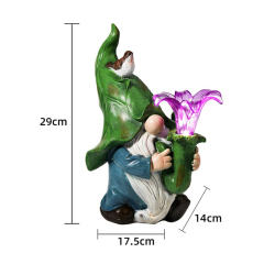 Garden Decorative Resin Dwarf with Morning Trumpet Flower Gnome Cute Elves Figurine for Friend Lovers Kids Birthday Outdoor Gift