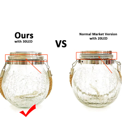Milalit Solar Crack Glass Outdoor Rope Hanging Mason Jar LED Fairy String Lights Crack Glass Globe Waterproof Table Lamp with Lanyard for Bar Hotel Halloween Party Proposal Wedding Decoration