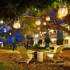 Milalit Solar Crack Glass Outdoor Rope Hanging Mason Jar LED Fairy String Lights Crack Glass Globe Waterproof Table Lamp with Lanyard for Bar Hotel Halloween Party Proposal Wedding Decoration