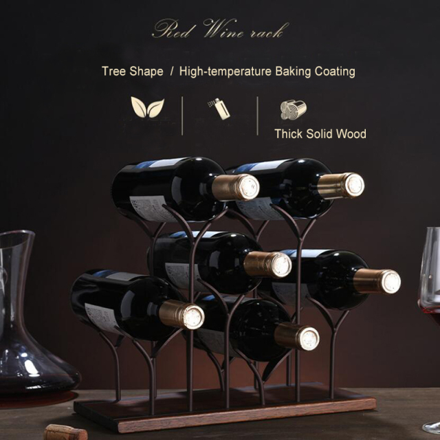 MilaLit New Tabletop Metal Display Wood Red Wine Rack Holder Hold 4 Wine Bottles and 4 Glasses Bronze  Vintage Simple Graceful Wine Shelf Stand for Kitchen Office Bar