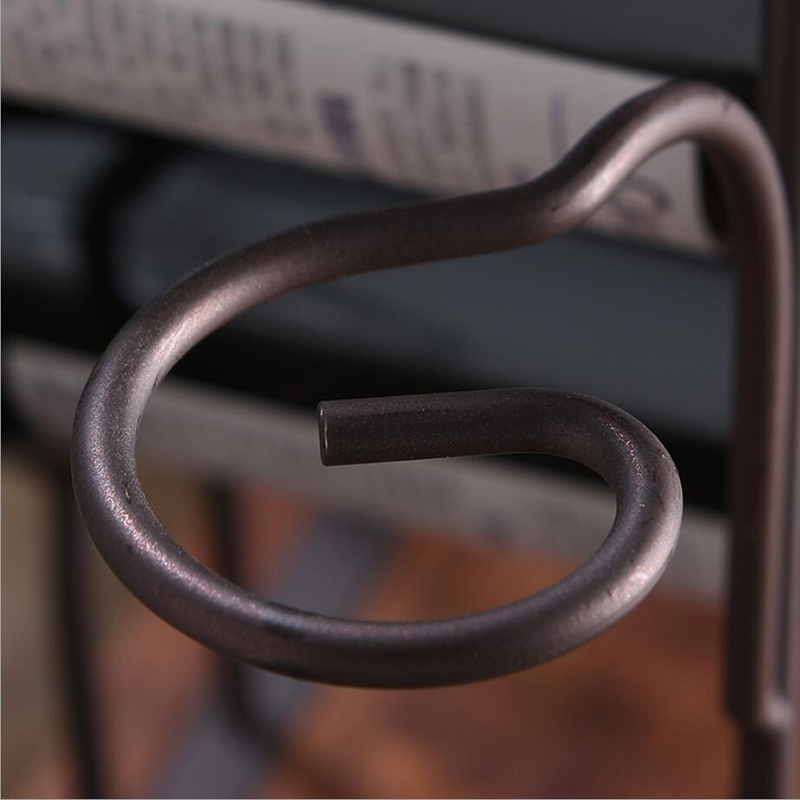 MilaLit Countertop Wood Iron Bronze Wine Rack Holder 6 Wine Bottles for Home Decor Kitchen Storage Bar Cellar Cabinet Karaoke Pantry