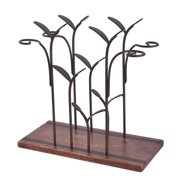MilaLit Countertop Wood Iron Bronze Wine Rack Holder 6 Wine Bottles for Home Decor Kitchen Storage Bar Cellar Cabinet Karaoke Pantry