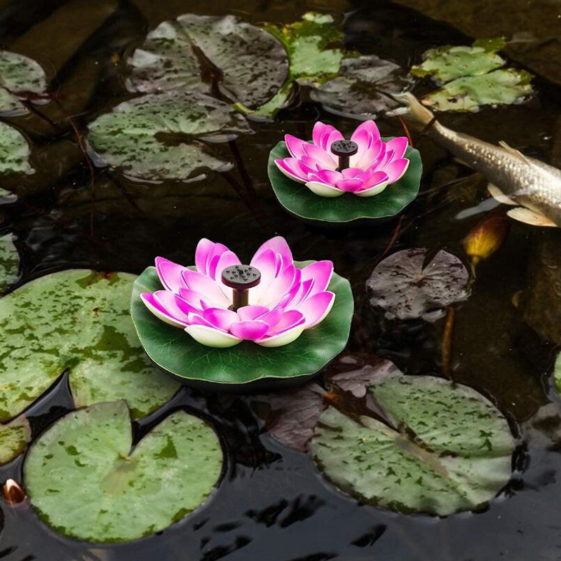 MilaLit Solar Bird Bath Fountain Floating Pump Red Pink Blue Lotus Flower Decorative Waterproof Outdoor Pumps for Swimming Pond Pool Garden Lawn Yard Fish Tank 4 Nozzles