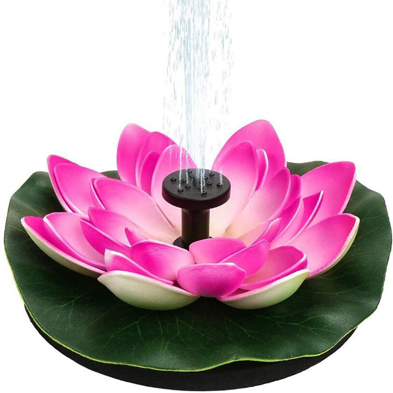 MilaLit Solar Bird Bath Fountain Floating Pump Red Pink Blue Lotus Flower Decorative Waterproof Outdoor Pumps for Swimming Pond Pool Garden Lawn Yard Fish Tank 4 Nozzles