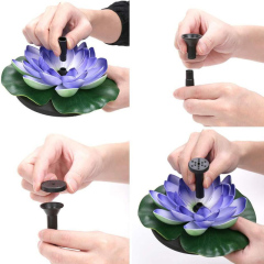 MilaLit Solar Bird Bath Fountain Floating Pump Red Pink Blue Lotus Flower Decorative Waterproof Outdoor Pumps for Swimming Pond Pool Garden Lawn Yard Fish Tank 4 Nozzles