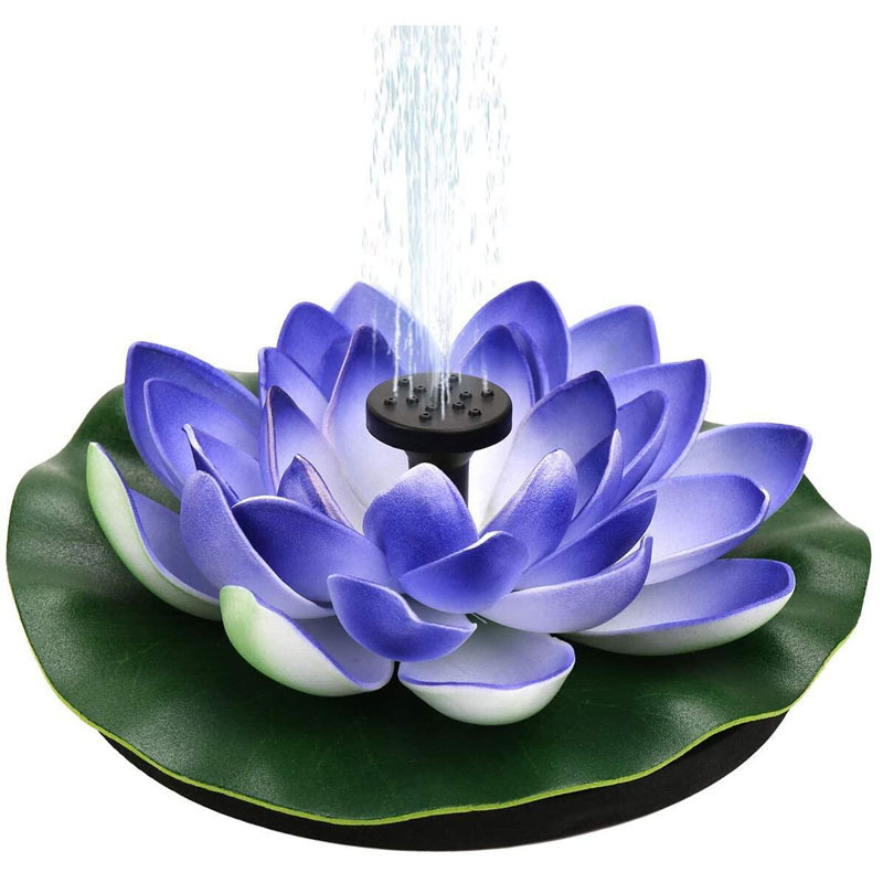 MilaLit Solar Bird Bath Fountain Floating Pump Red Pink Blue Lotus Flower Decorative Waterproof Outdoor Pumps for Swimming Pond Pool Garden Lawn Yard Fish Tank 4 Nozzles