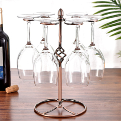 Milalit Spiral Style Antique Bronze Countertop Grape Wine Glass Holder Elegant Cup Rack Draining Stand Freestanding Tabletop Stemware Storage Racks with 6 Hooks for Kitchen Bar Karaoke Banquet