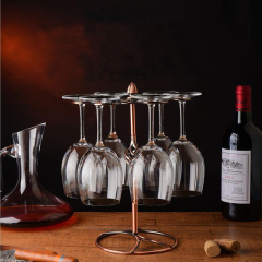 Milalit Spiral Style Antique Bronze Countertop Grape Wine Glass Holder Elegant Cup Rack Draining Stand Freestanding Tabletop Stemware Storage Racks with 6 Hooks for Kitchen Bar Karaoke Banquet